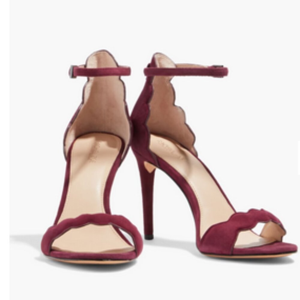 RACHEL ZOE Scalloped Suede Sandals